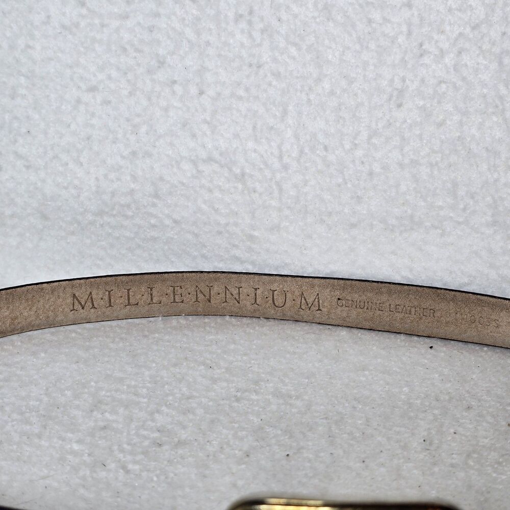 Vintage Millennium Black Leather Belt Large Two-tone Hardware 1998 - Picture 4 of 7
